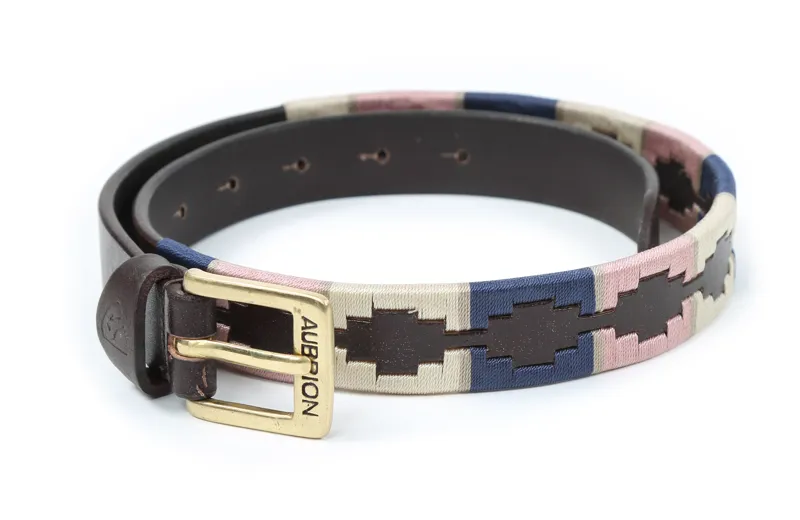 Shires Aubrion Drover Polo Belt Navy/Pink/Natural