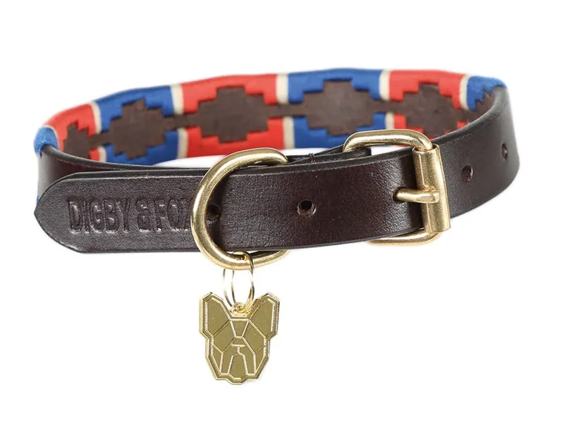 Digby and Fox Drover Polo Dog Collar Red/Navy