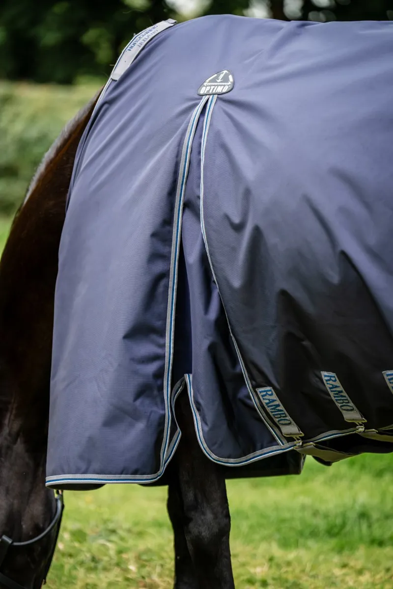 Rambo Optimo Plus 0g Light Weight Turnout Rug Navy/Thunderstorm Grey And Silver-4