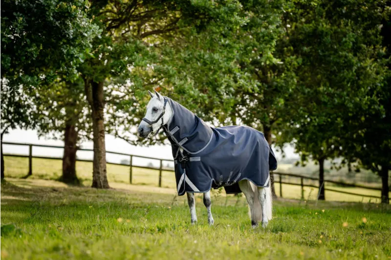 Horseware Rambo Supreme1680D Plus 50g Turnout Rug Navy/Thunderstorm Grey/Silver