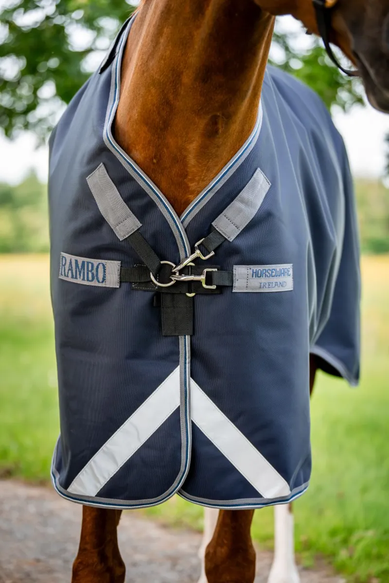 Horseware Rambo Supreme1680D Plus 50g Turnout Rug Navy/Thunderstorm Grey/Silver-1