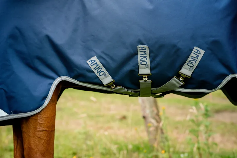 Horseware Amigo 1200D Plus 50g Light Weight Detachable Neck Turnout Rug Navy/Titanium/Grey/Silver-3