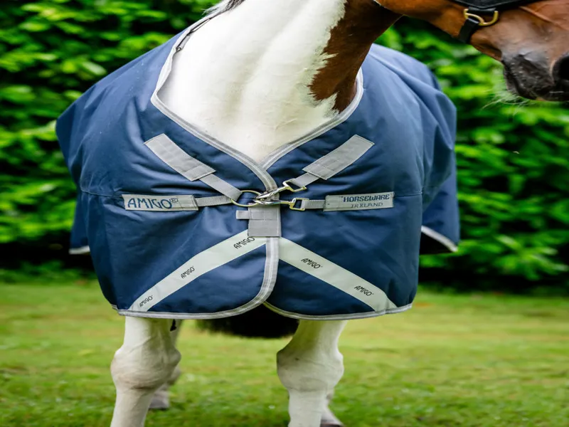 Amigo Bravo 12 XL 0g Light Weight Turnout Rug Navy/Titanium Grey And Silver-2