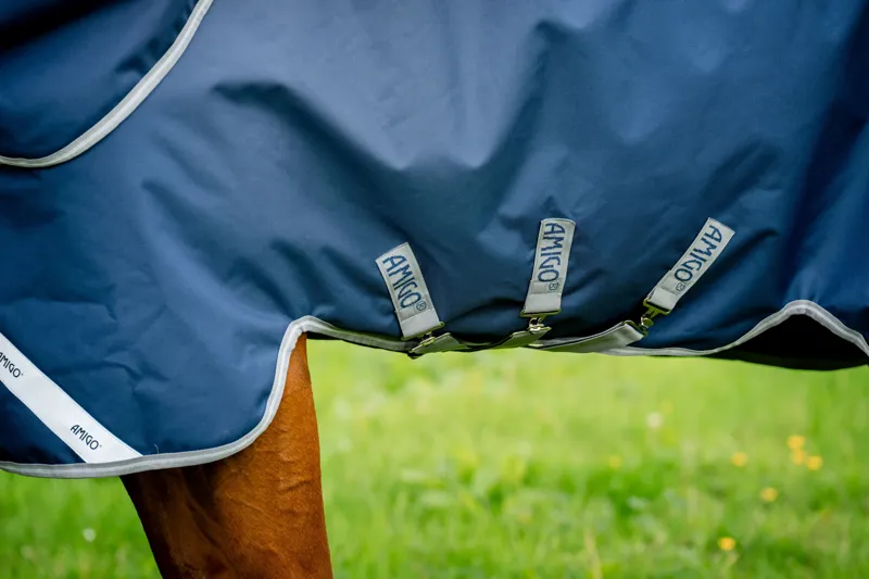 Amigo1200D Plus 250g Medium Weight Detachable Neck Turnout Rug Navy/Titanium/Grey/Silver-4