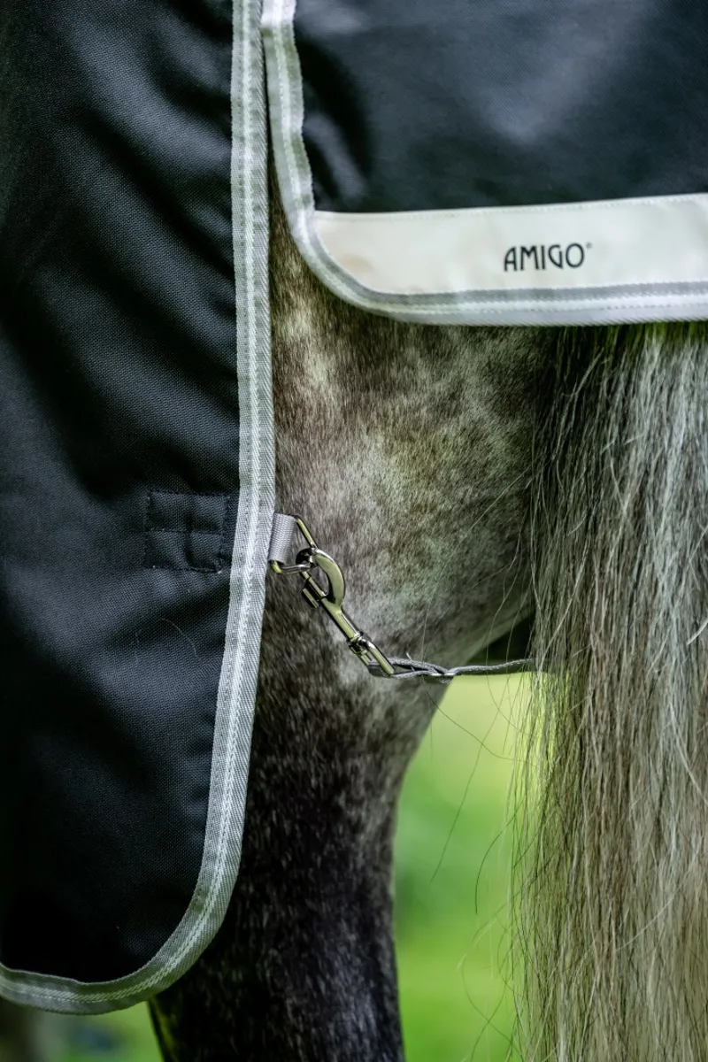 Horseware Amigo Bravo 1200D Plus 0g Light Weight Detachable Neck Turnout Rug Navy/Titanium/Grey/Silver-5