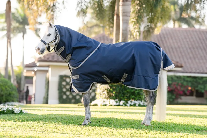 Amigo Bravo 1200D Pony Plus 250g Medium Weight Turnout Rug Navy/Titanium Grey