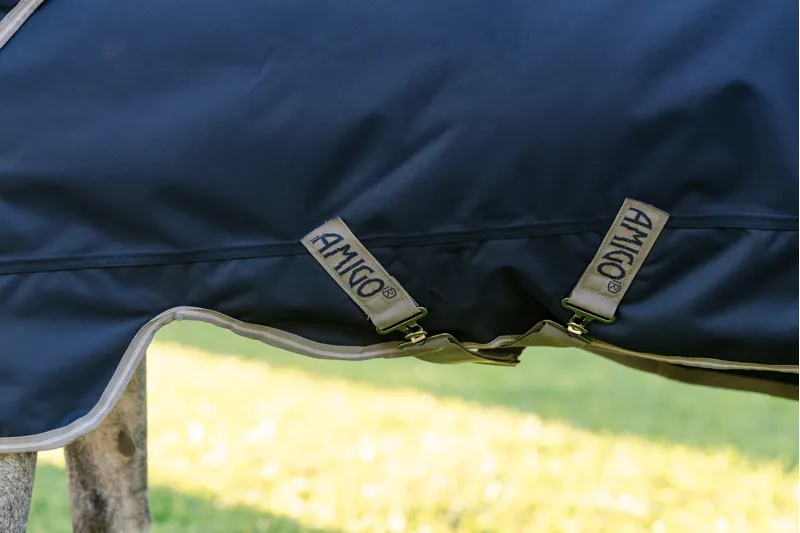 Amigo Bravo 1200D Pony Plus 250g Medium Weight Turnout Rug Navy/Titanium Grey-3