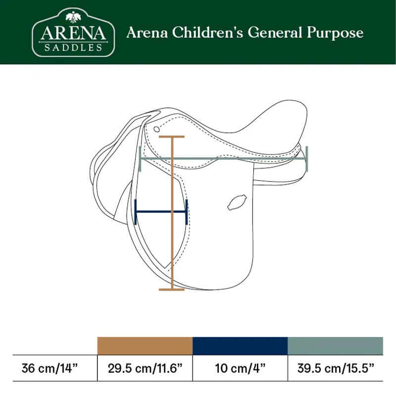 Arena Childrens Saddle 14in Brown-8