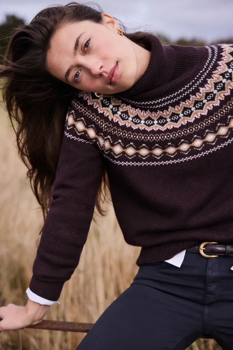 Barbour Women's Darwen knitted Jumper Seal Brown-3