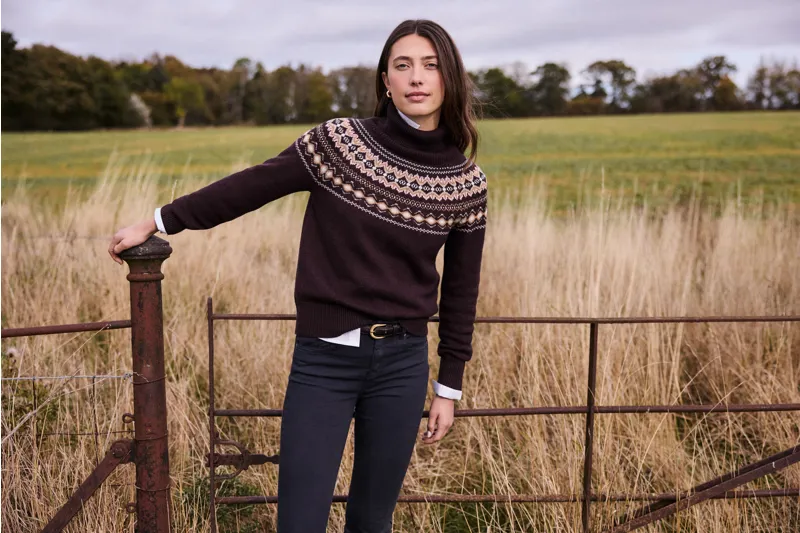 Barbour Women's Darwen knitted Jumper Seal Brown-8