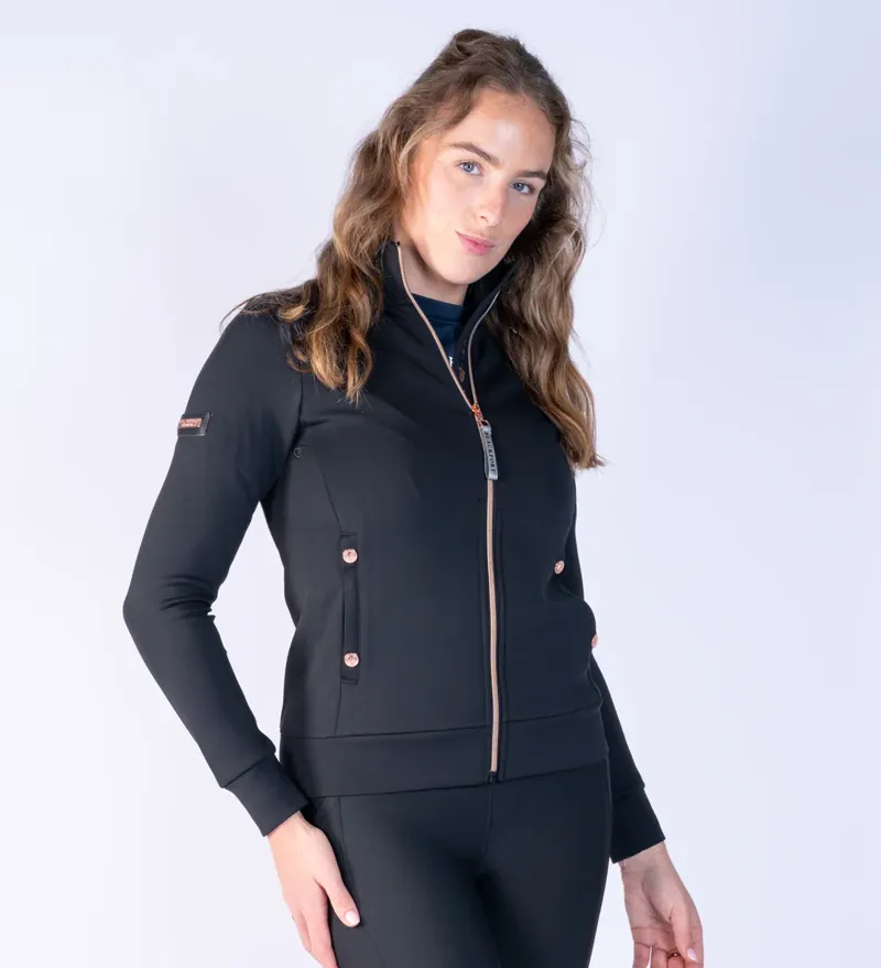 Blackfort Equestrian Jenny Softshell Zip Up Jacket Black And Rose