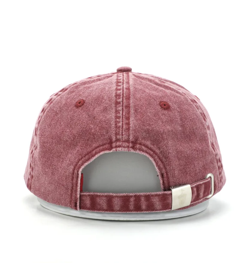 Blackfort Equestrian Washed Denim Baseball Cap Burgundy-1