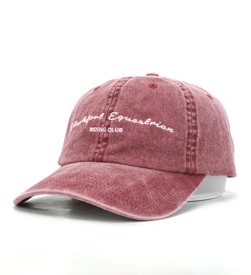Blackfort Equestrian Washed Denim Baseball Cap Burgundy
