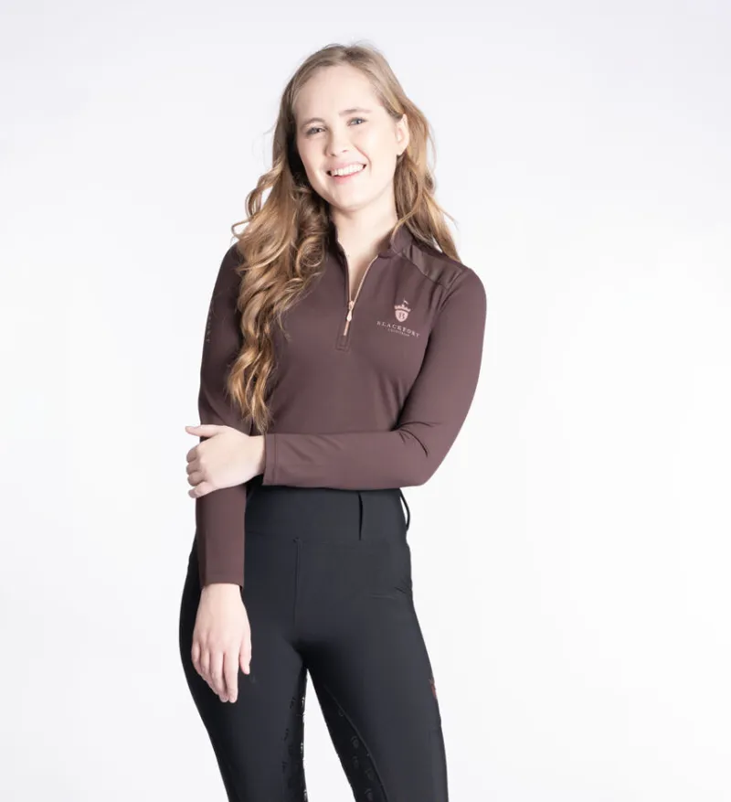 Blackfort Cool Mesh Base Layer Chocolate -Breathable Equestrian Top-8