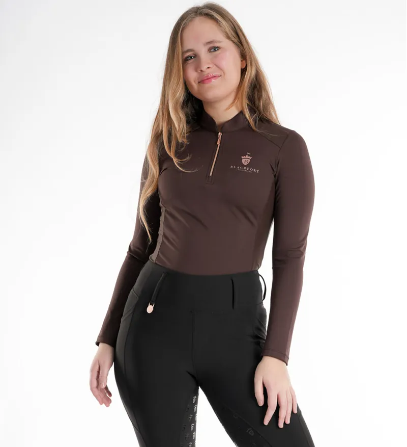 Blackfort Cool Mesh Base Layer Chocolate -Breathable Equestrian Top-3