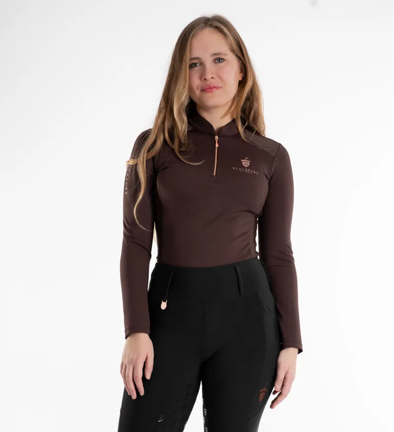 Blackfort Cool Mesh Base Layer Chocolate -Breathable Equestrian Top-4