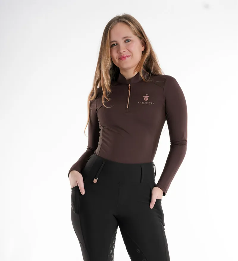 Blackfort Cool Mesh Base Layer Chocolate -Breathable Equestrian Top-5