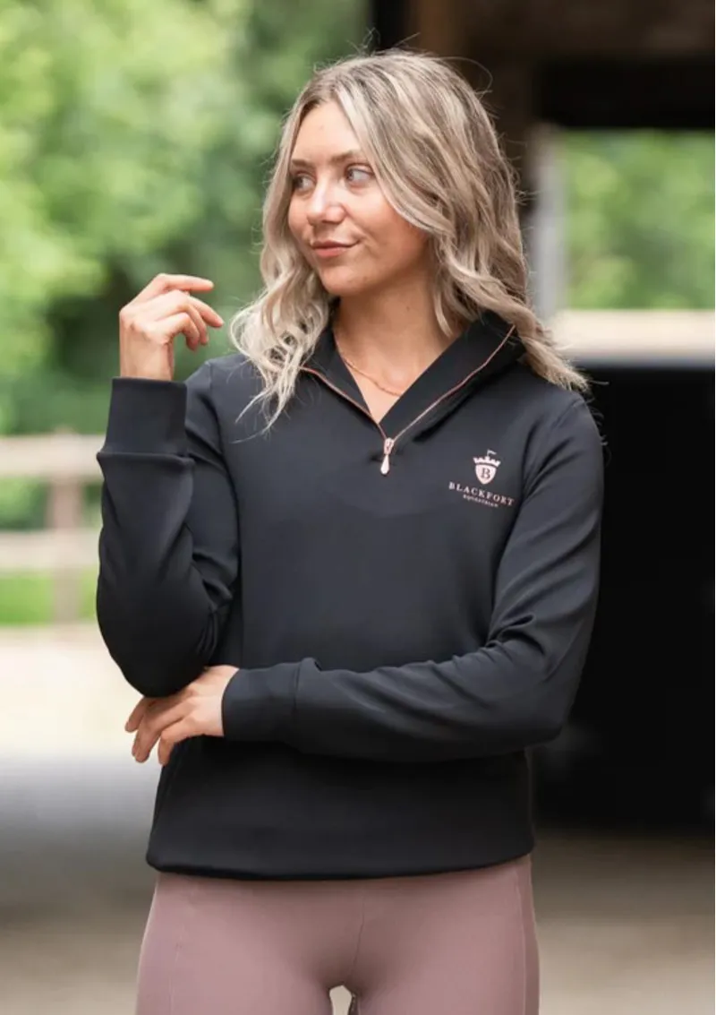 Blackfort Equestrian Technical 1/4 Zip Black/Rose Gold