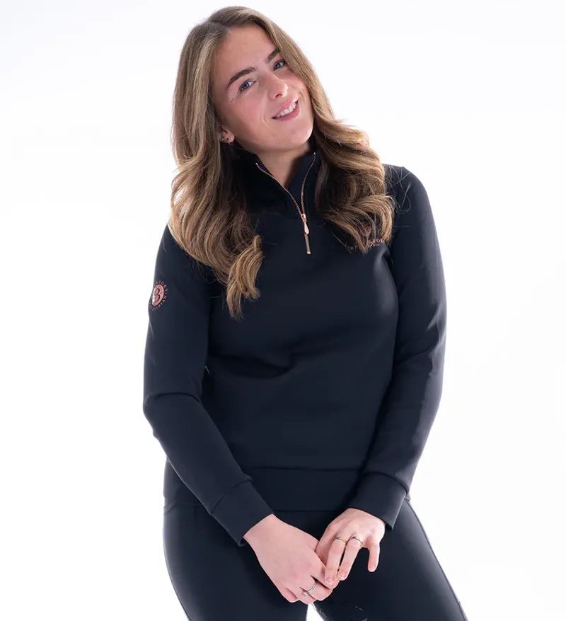 Blackfort Equestrian Technical 1/4 Zip Black/Rose Gold-3