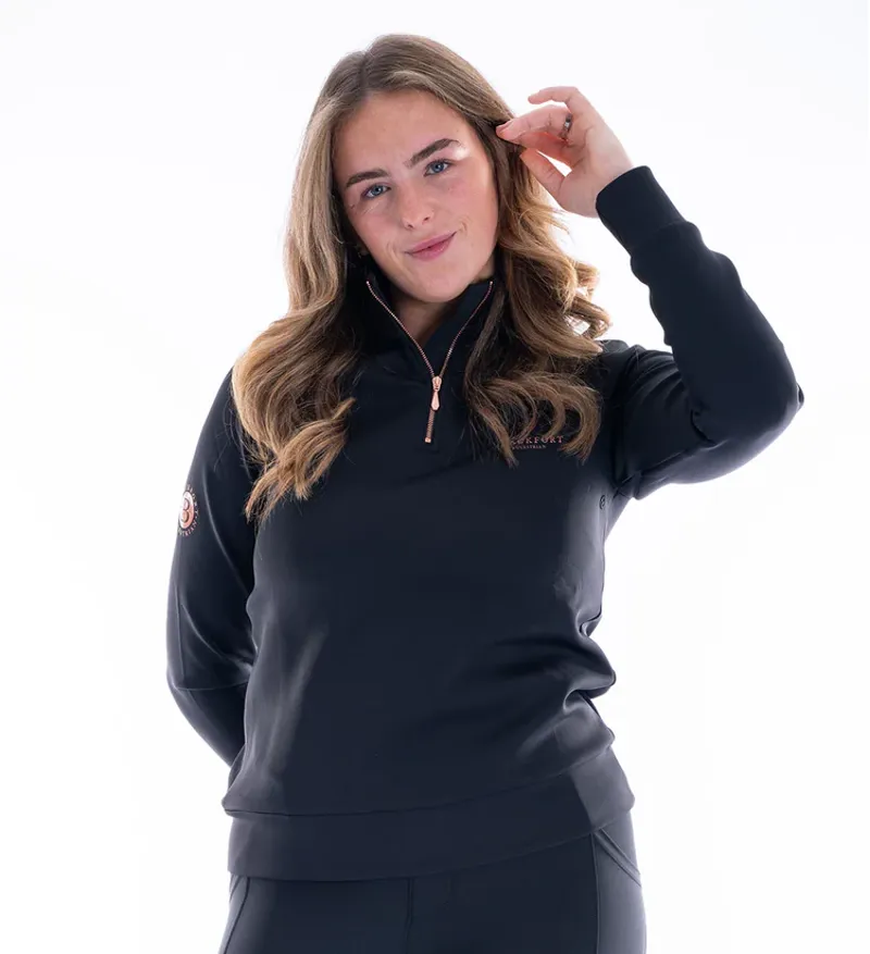 Blackfort Equestrian Technical 1/4 Zip Black/Rose Gold-4