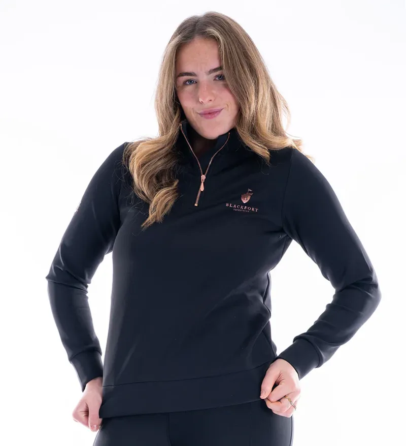Blackfort Equestrian Technical 1/4 Zip Black/Rose Gold-6