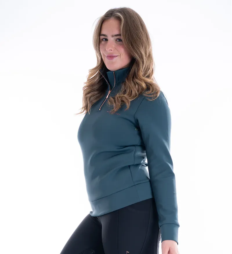 Blackfort Equestrian Technical Quarter Zip Green And Rose Gold-7