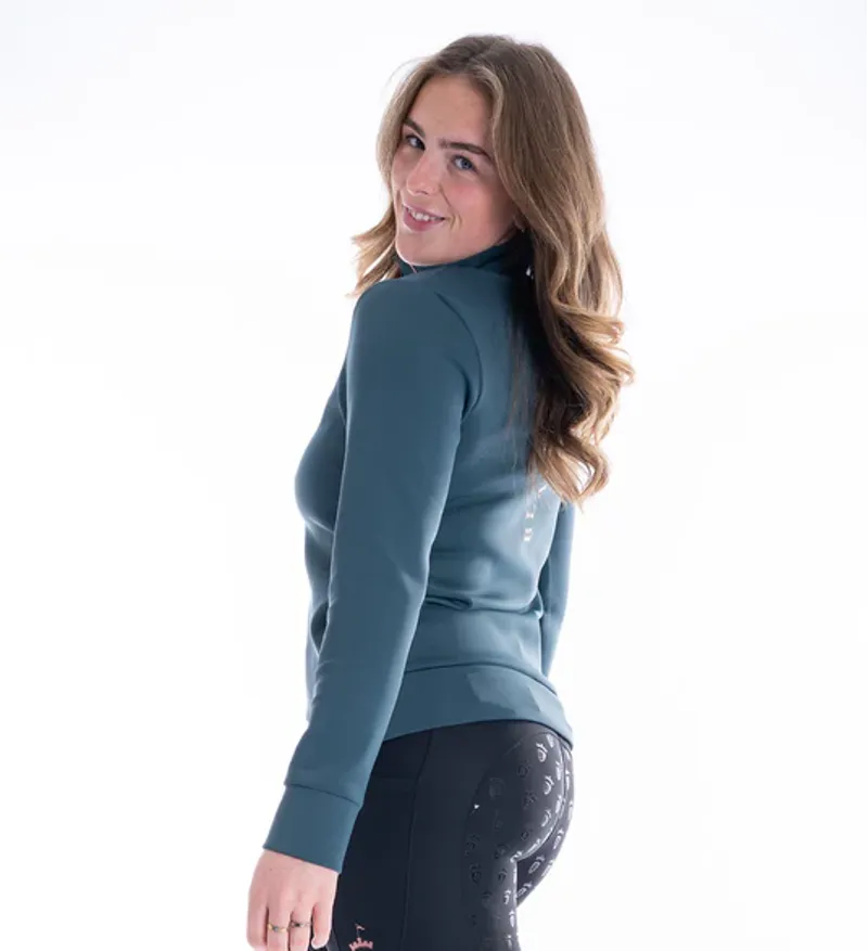 Blackfort Equestrian Technical Quarter Zip Green And Rose Gold-2