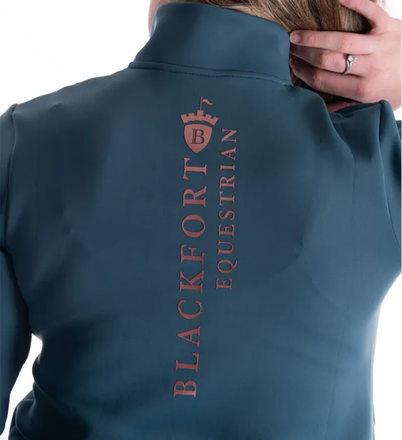Blackfort Equestrian Technical Quarter Zip Green And Rose Gold-4