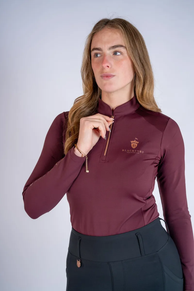 Blackfort Equestrian Cool Mesh Base Layer Long Sleeve Burgundy-7