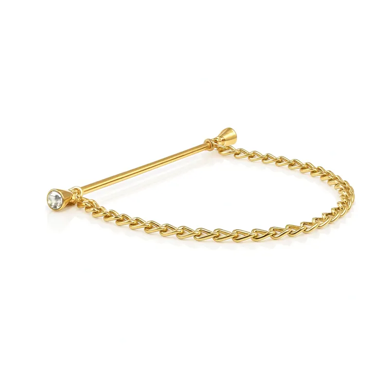 Equetech Crystal Collar Pin Bar And Chain Gold
