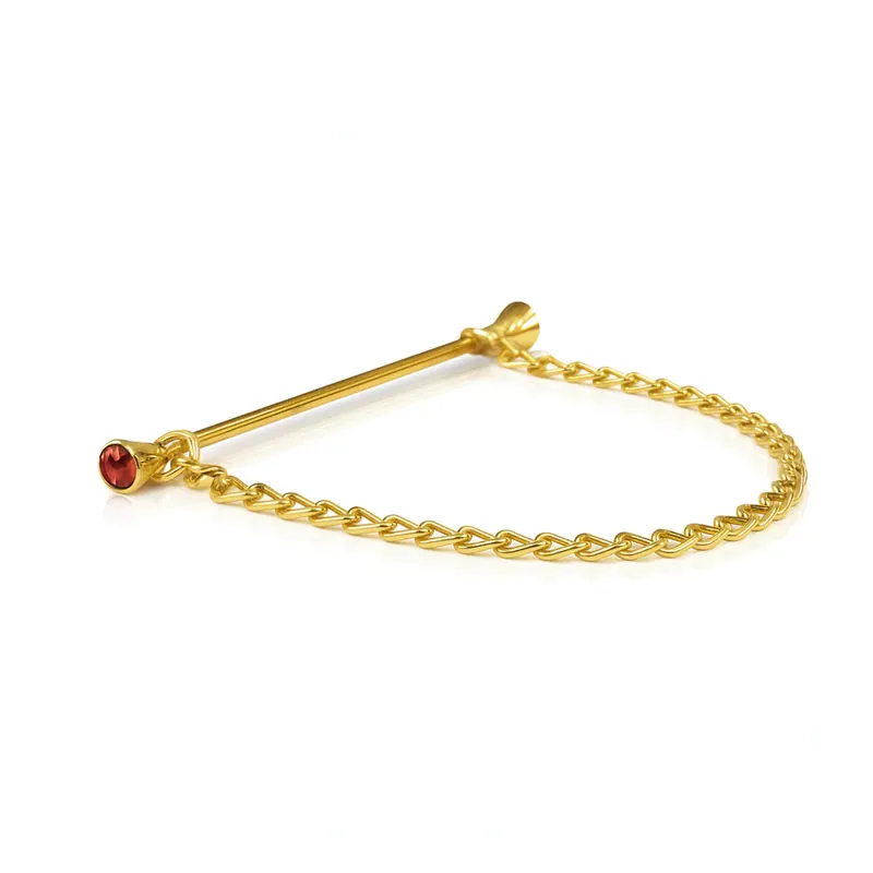Equetech Crystal Collar Pin Bar And Chain Gold/Red