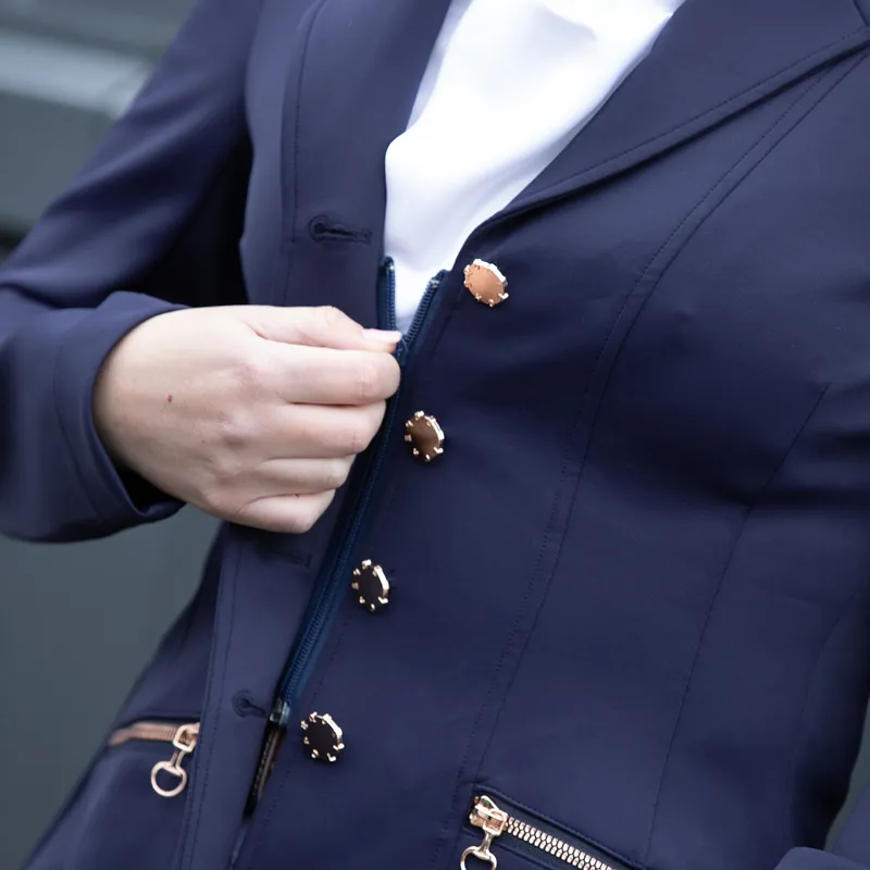 Equetech Ladies Crystal Showerproof Competition Jacket Navy/Rose Gold-6