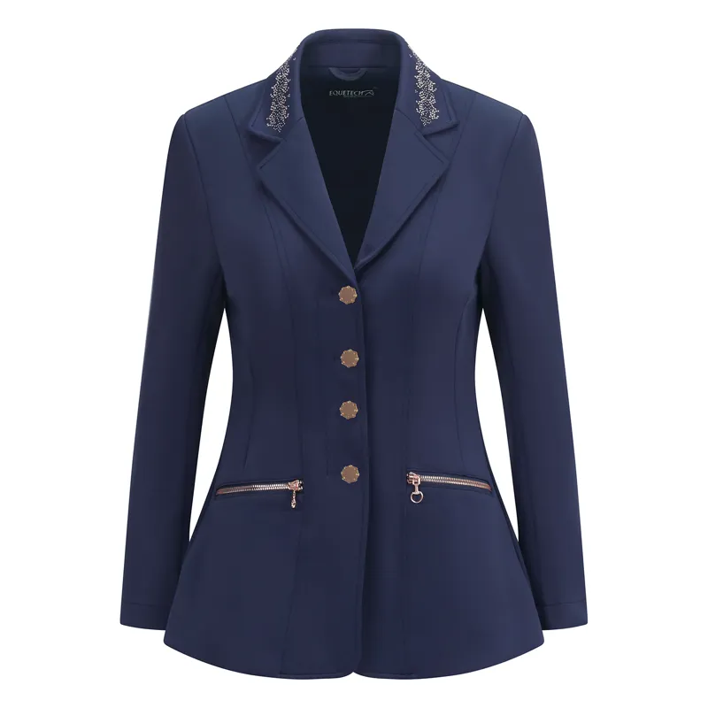 Equetech Junior Crystal Showerproof Competition Jacket Navy/Rose Gold-1