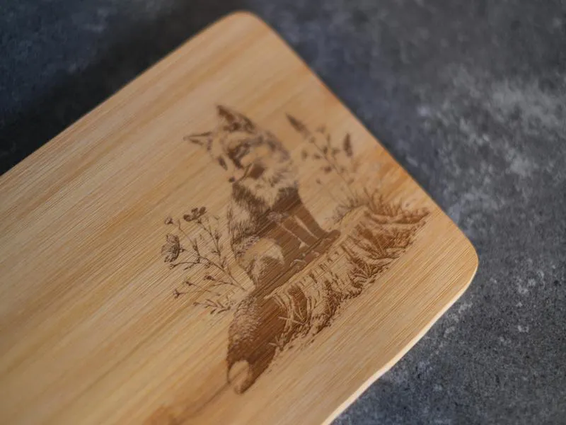Engraved Bamboo  Charcuterie Board Fox-1