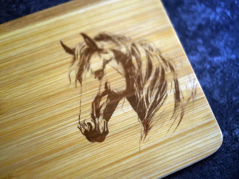 Engraved Bamboo Charcuterie Board  Horse Head-1