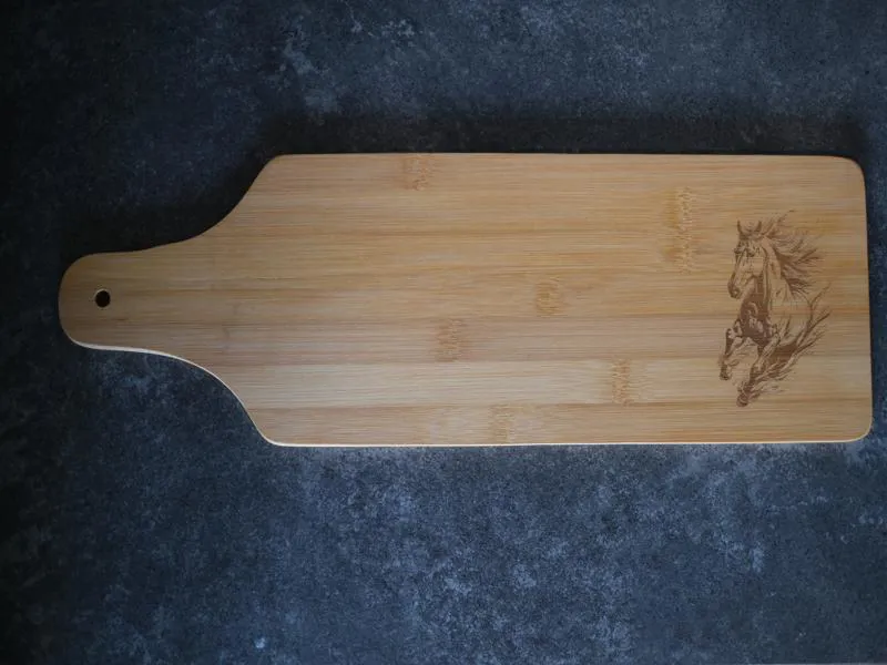 Engraved Bamboo Charcuterie  Board Galloping Horse