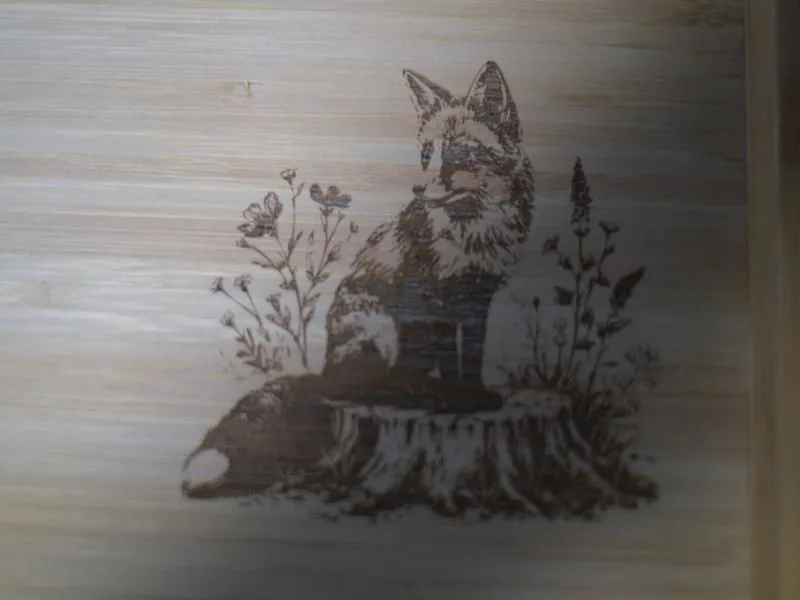 Engraved Bamboo Tray  Fox-1