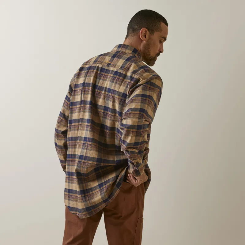 Ariat Mens Rebar Flannel Durastretch Long Sleeve Work Shirt Tiger Eye Plaid-3
