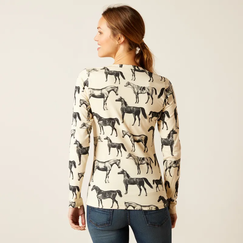Ariat Ladies Sepia Equine Long Sleeve T-Shirt Summer Sand-1