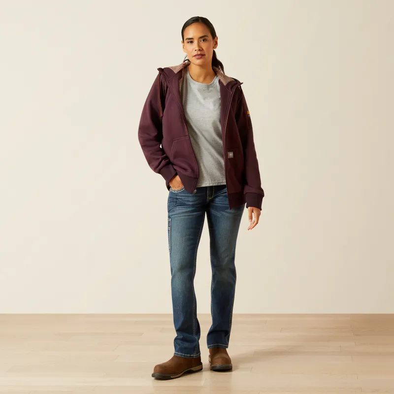 Ariat Ladies Rebar All-Weather Sherpa Full Zip Hoodie Fudge-3