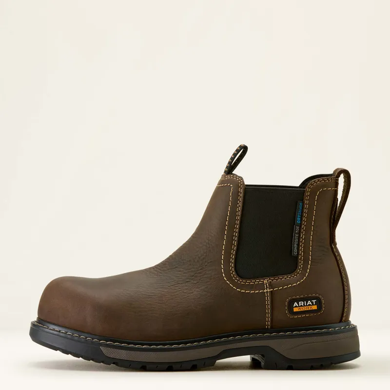 Ariat Ladies Riveter Chelsea Waterproof Composite Toe Work Boot Dark Brown-4