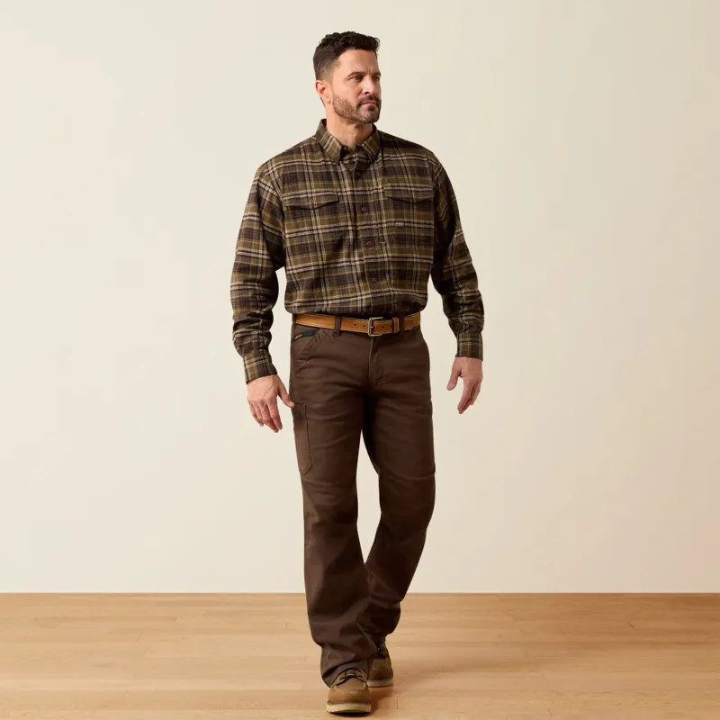 Ariat Rebar Mens Flannel DuraStretch Work Shirt Earth-4