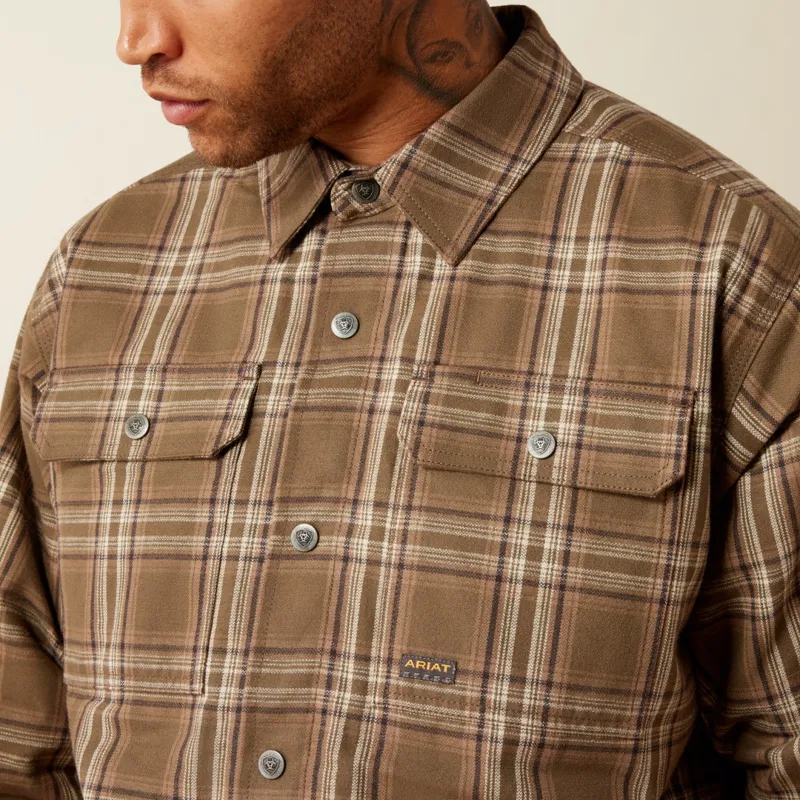 Ariat Rebar Mens Flannel Insulated Shirt Jacket Canteen-2