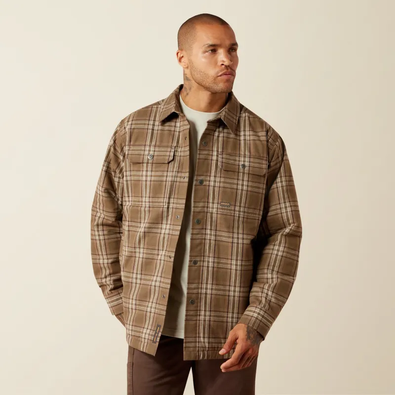 Ariat Rebar Mens Flannel Insulated Shirt Jacket Canteen