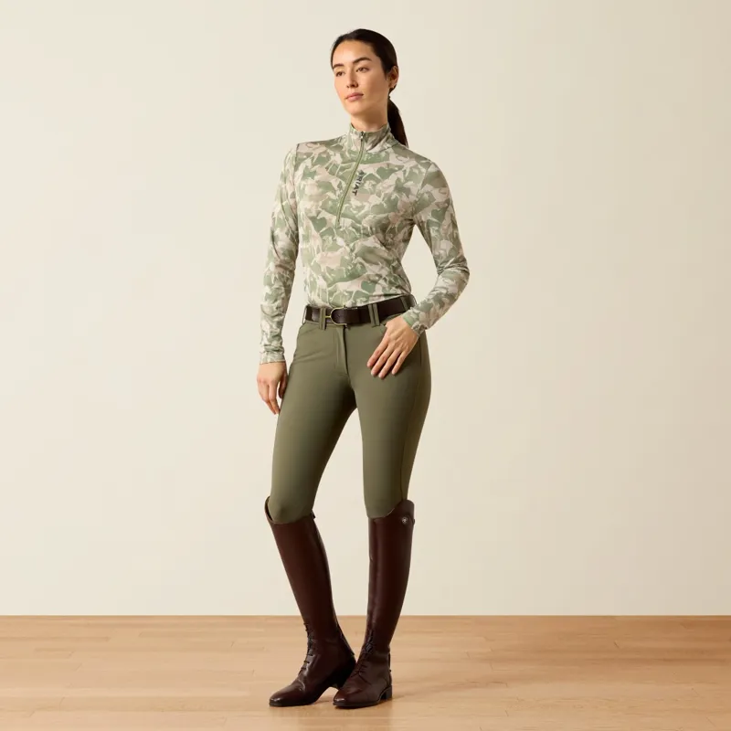 Ariat Womens Lunaveil 1/2 Zip Base Layer Olive Coinside Print-3