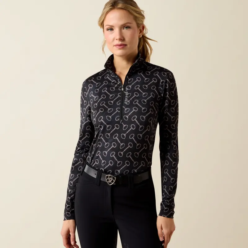 Ariat Womens Lunaveil 1/2 Zip Base Layer Black French Link Print