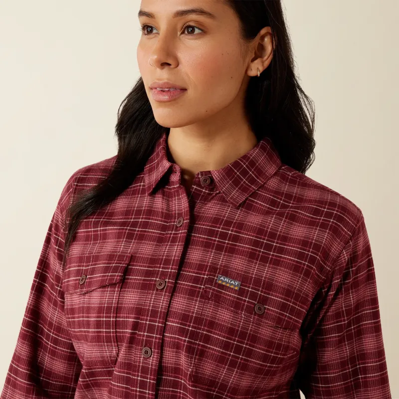 Ariat Rebar Women's Flannel DuraStretch Work Shirt Windsor Wine-4