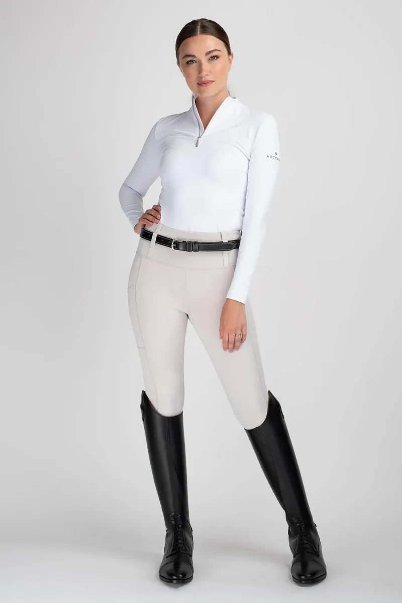 Mochara Ladies Full Seat Pull On Breeches Stone-1