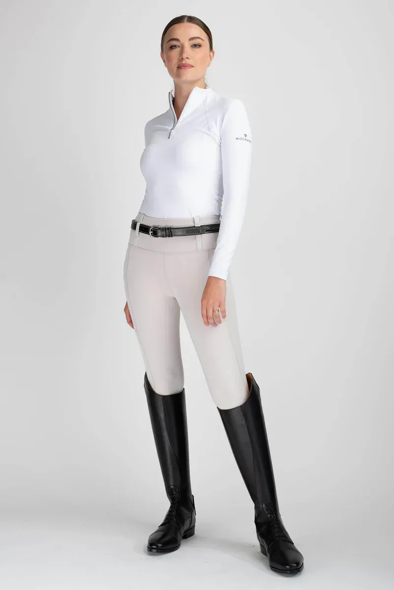 Mochara Ladies Full Seat Pull On Breeches Stone-2