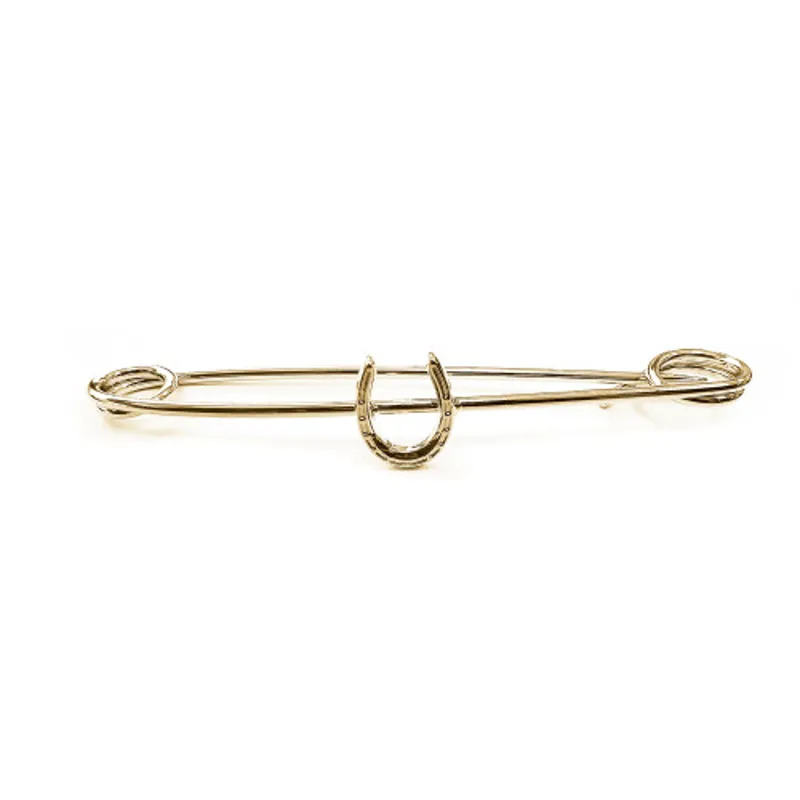 Equetech Traditional Horseshoe Stock Pin Gold 75mm